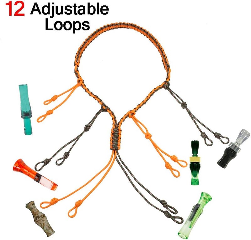 PSKOOK Duck Call Lanyard Paracord Hunting Goose Calls 12/16/20 Adjustable Loops Outdoor Predator Gear for Pheasant Waterfowl Hand Braided Necklace - Image 2